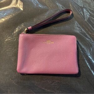 Coach Magenta Wristlet with Gold Accents